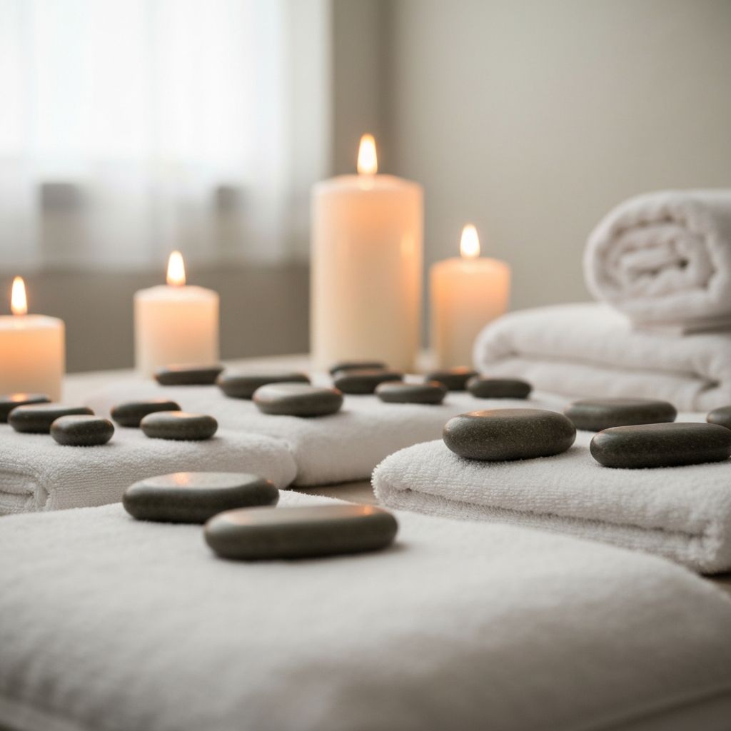 Hot stone massage therapy setup
