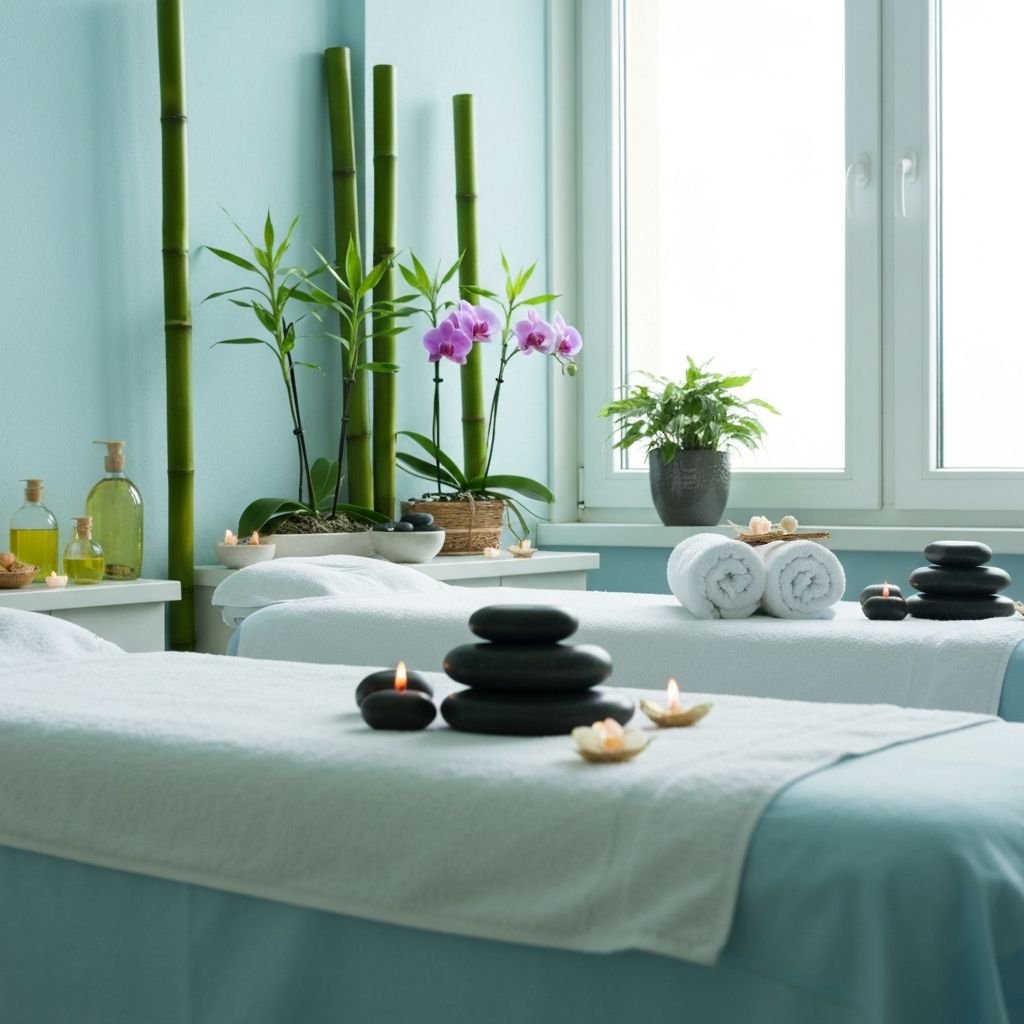 Wellness spa treatments and aromatherapy